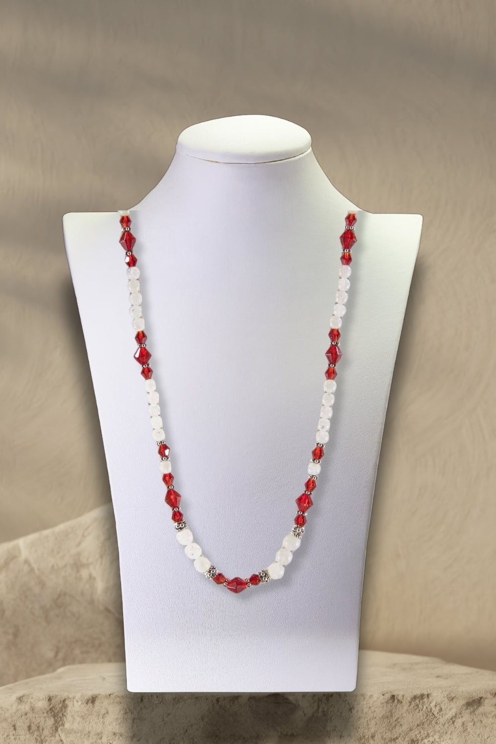 Sivalya Divine Energy Moonstone and Red Crystals Necklace