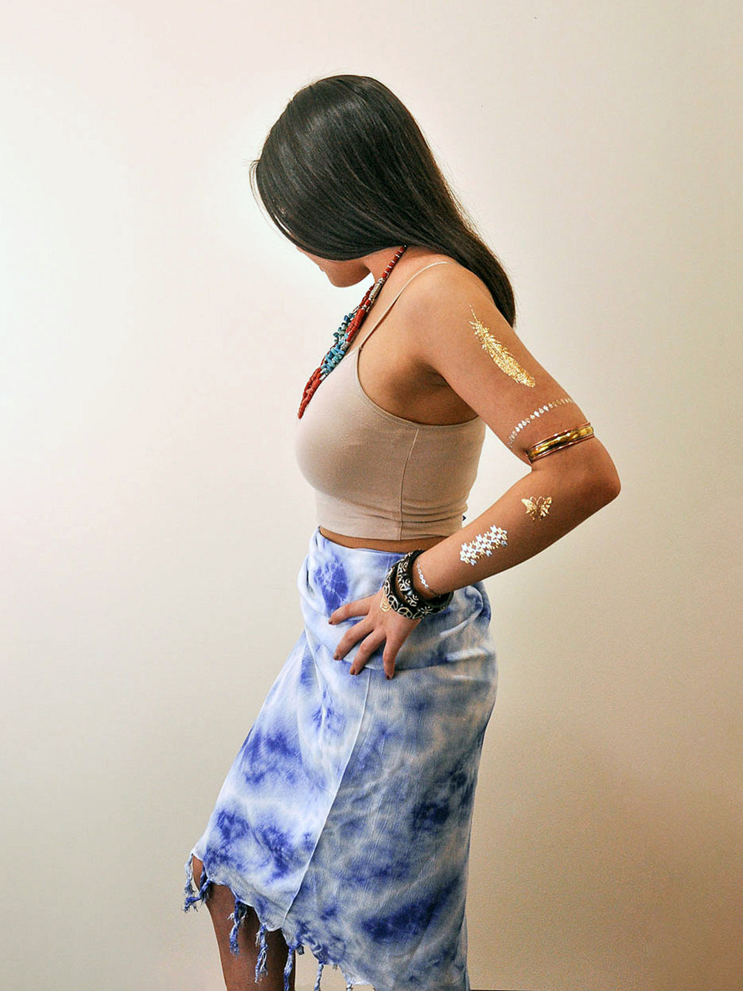 Tropez Tie Dye Sarong - Indigo Blue side view
