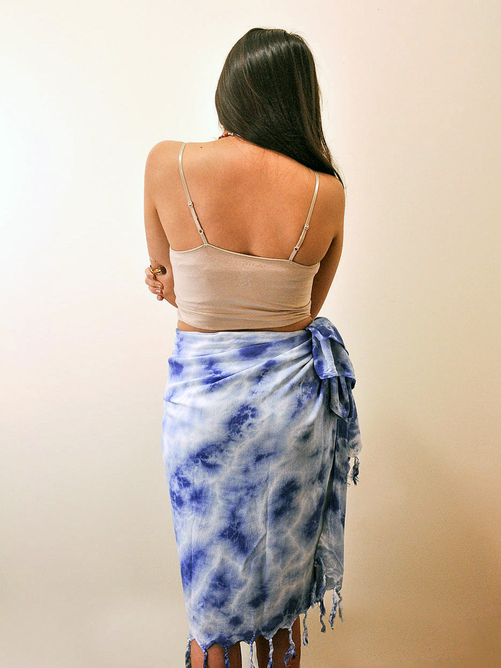 Tropez Tie Dye Sarong - Indigo Blue back view