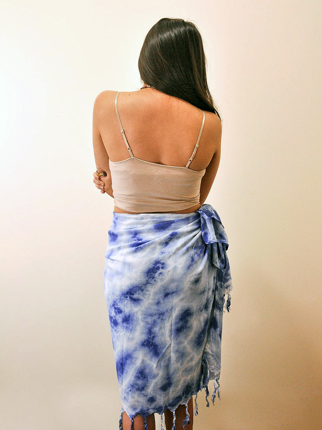 Tropez Tie Dye Sarong - Indigo Blue back view