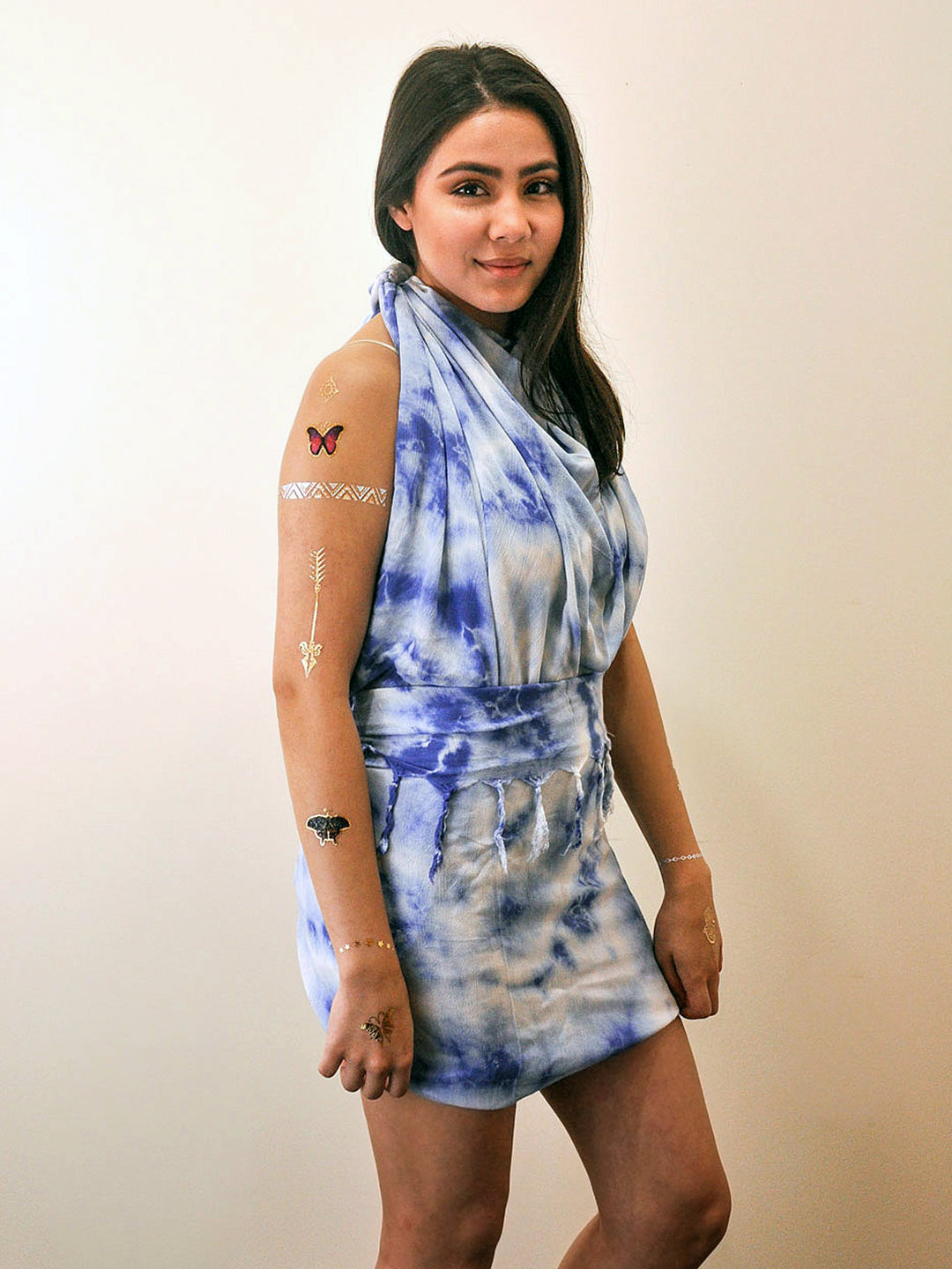 Tropez Tie Dye Sarong - Indigo Blue lightweight wrap