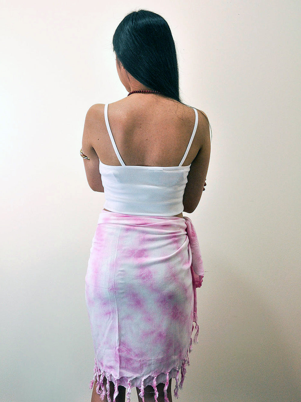 Tropez Tie Dye Sarong - Rose Pink back view