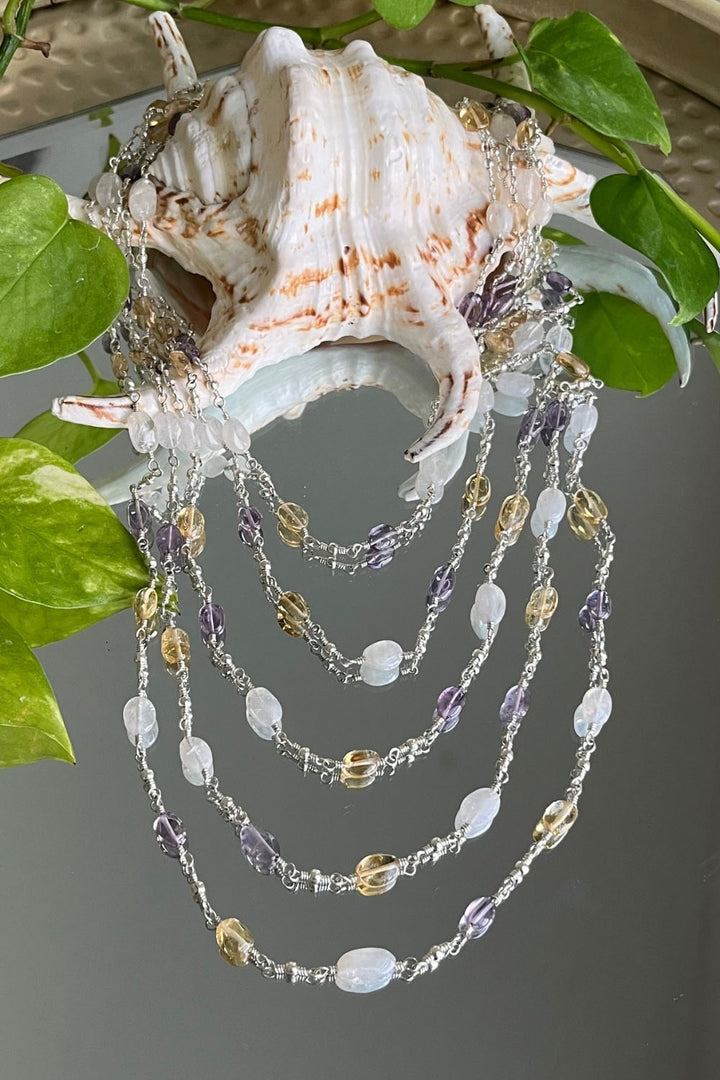 Sivalya Emerging Dawn Gemstone Layered Necklace Sterling Silver