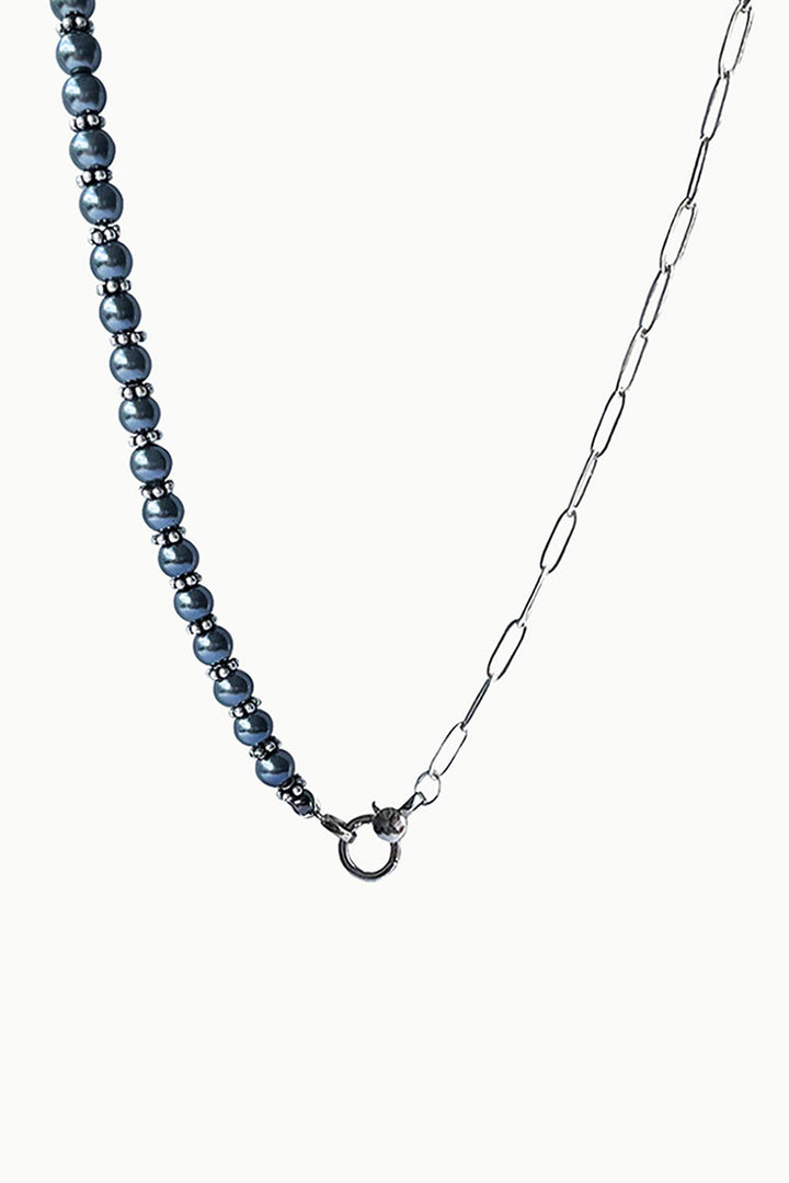 Sivalya Gray Pearl and Silver Paperclip Chain Necklace - Mahana