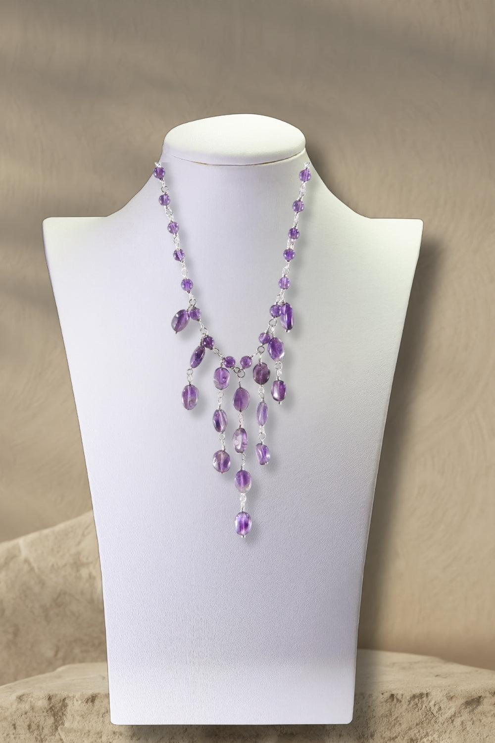 Sivalya Amethyst Multi Layers Lariat Necklace