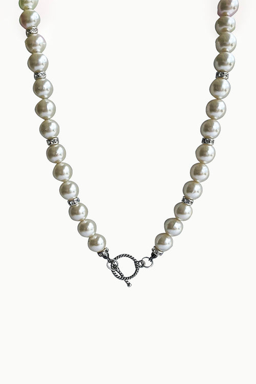 Pearl Charm Base Necklace Silver