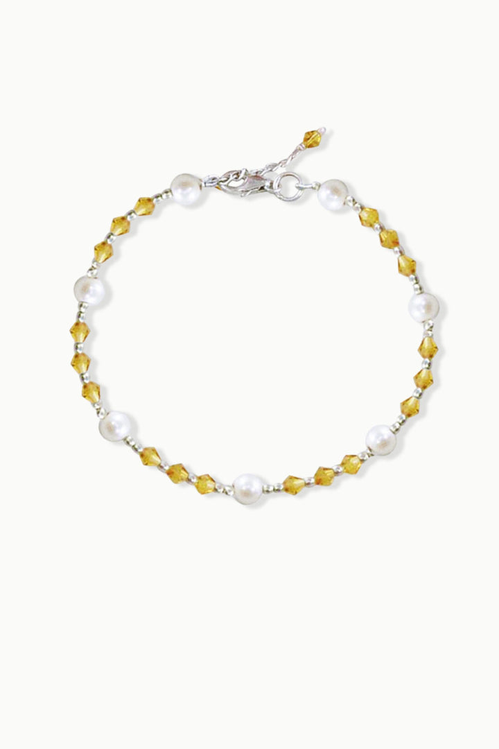 Enchanted Pearl and Yellow Crystal Bracelet