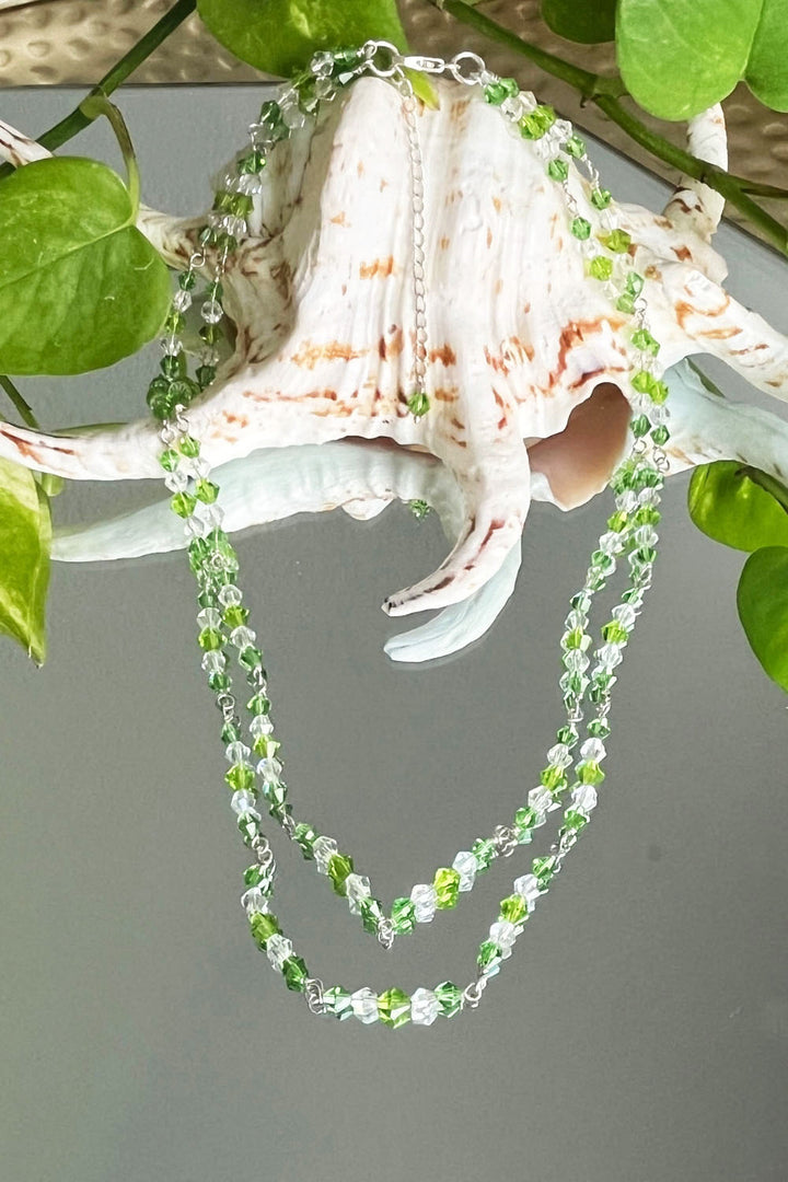 Sivalya Manifest Wealth Green and Quartz Crystal Layered Necklace