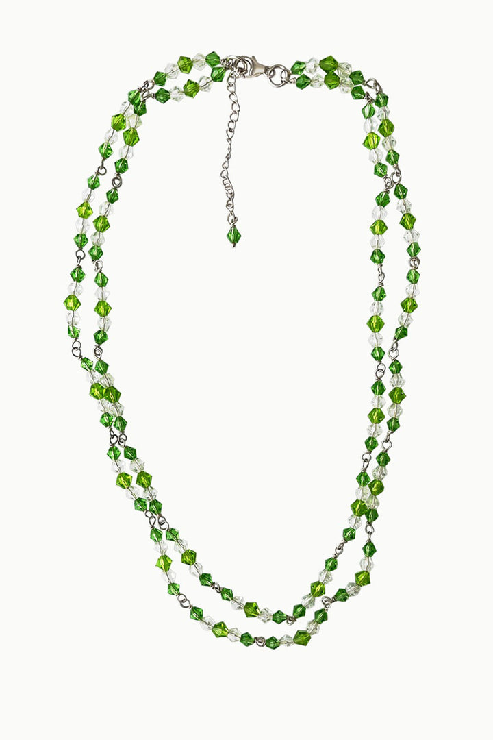 Sivalya Manifest Wealth Green and Quartz Crystal Layered Necklace