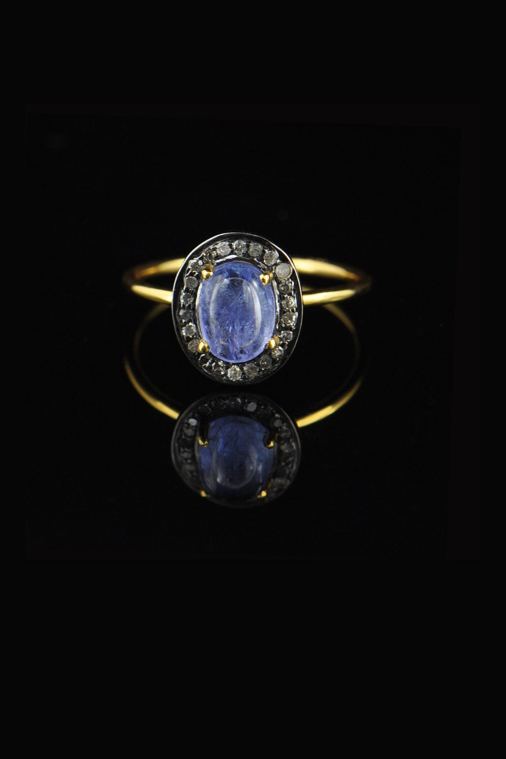 Natural Tanzanite and Diamonds Solitaire Ring Gold Size 7 | Sivalya