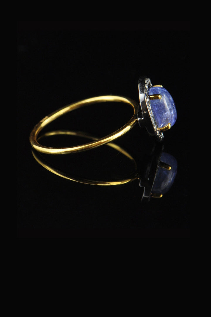 Natural Tanzanite and Diamonds Solitaire Ring Gold Size 7 | Sivalya