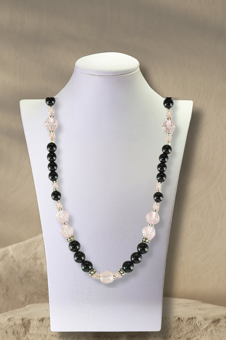 Sivalya Flair Black Onyx and Pink Crystals Necklace