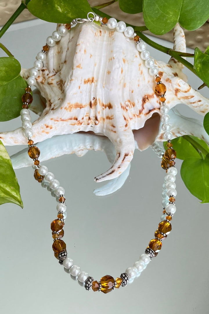 Sivalya Radiance Pearls and Amber Crystals Necklace