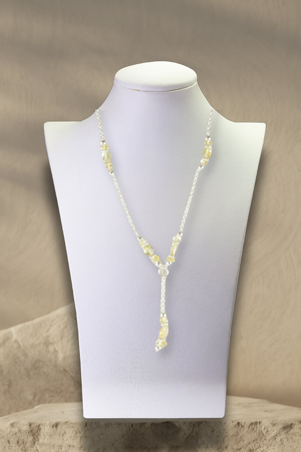 Sivalya Radiant Citrine Sterling Silver Y Drop Lariat Necklace