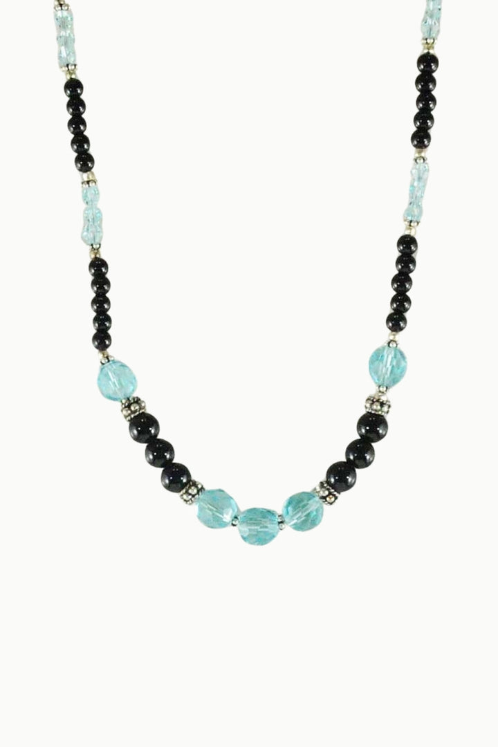 Sivalya Flair Black Agate and Blue Crystals Necklace