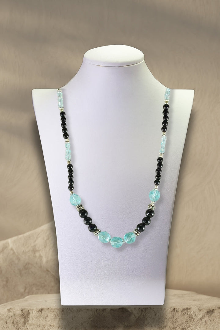 Sivalya Flair Black Agate and Blue Crystals Necklace