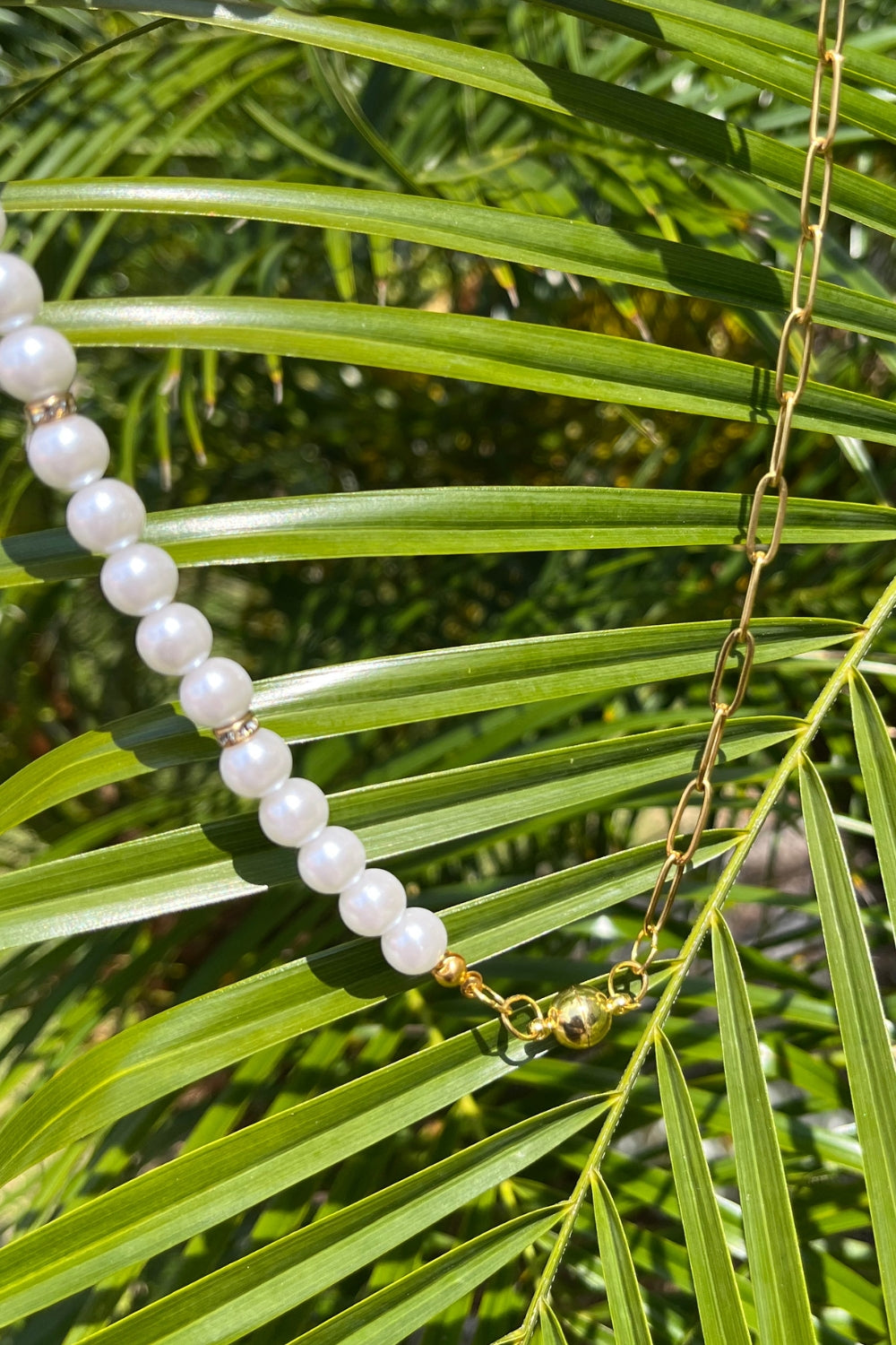 Sivalya White Pearl and Gold Paperclip Chain Necklace - Myra