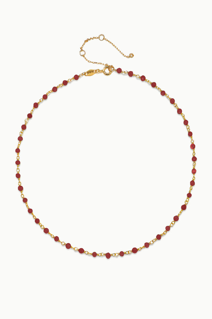 Raw Ruby Beaded Link Chain Necklace
