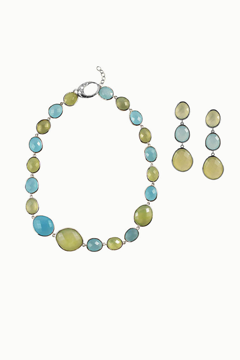Sivalya Aqua Opal Chalcedony Necklace and Earrings Set - Paris