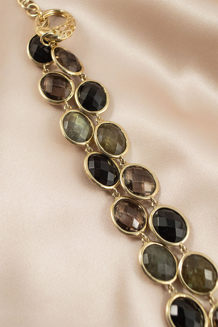 Sivalya Black Onyx Labradorite Necklace and Earrings Set - Paris