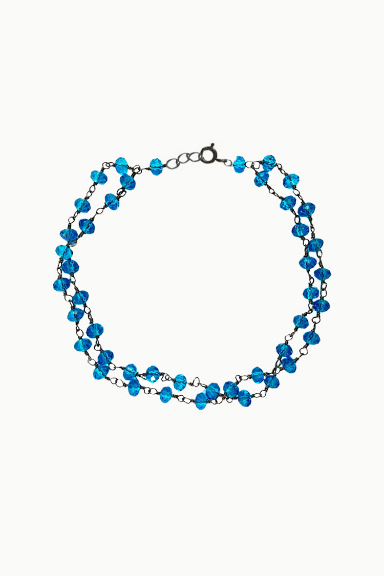Sivalya Blue Topaz Beaded Link Chain Bracelet