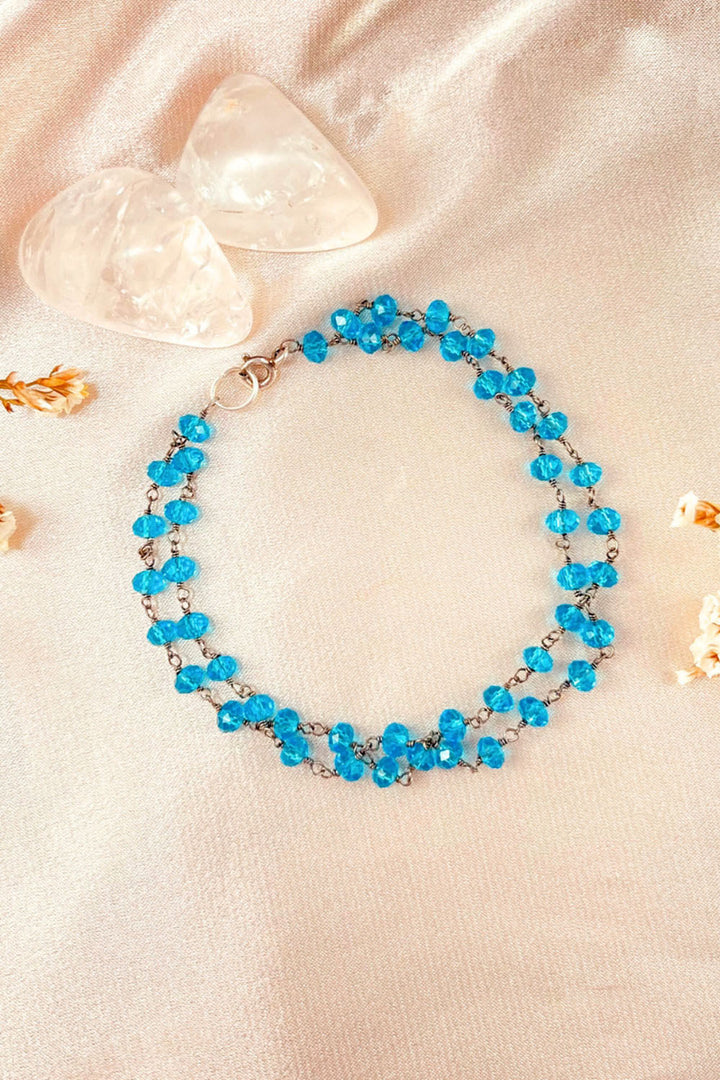 Sivalya Blue Topaz Beaded Link Chain Bracelet