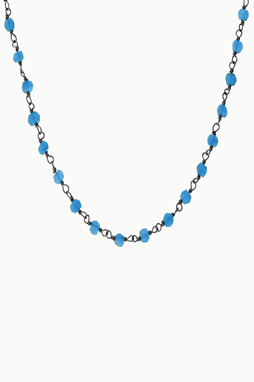 Sivalya Blue Topaz Beaded Link Chain Necklace