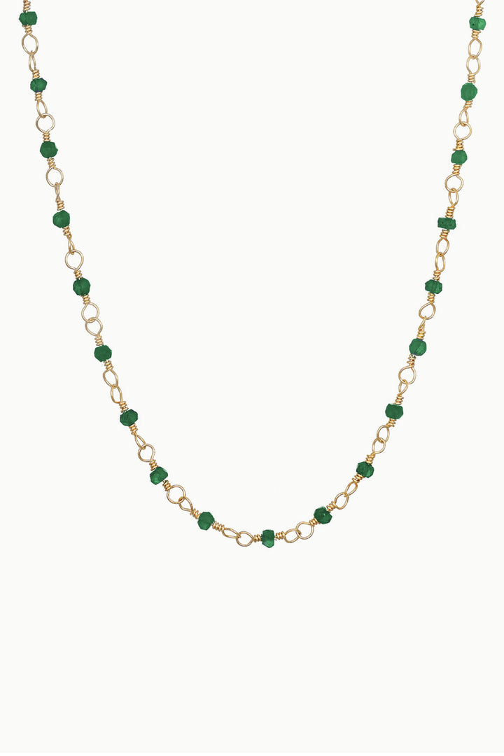 Sivalya Emerald Beaded Link Chain Necklace
