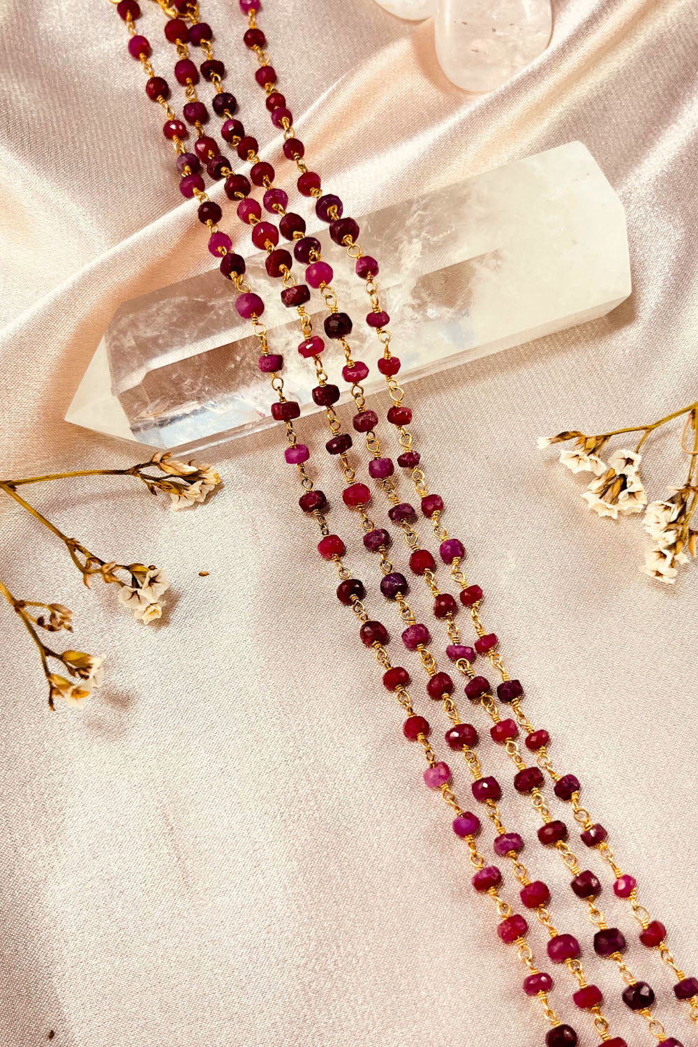 Sivalya Garnet Beaded Link Chain Necklace