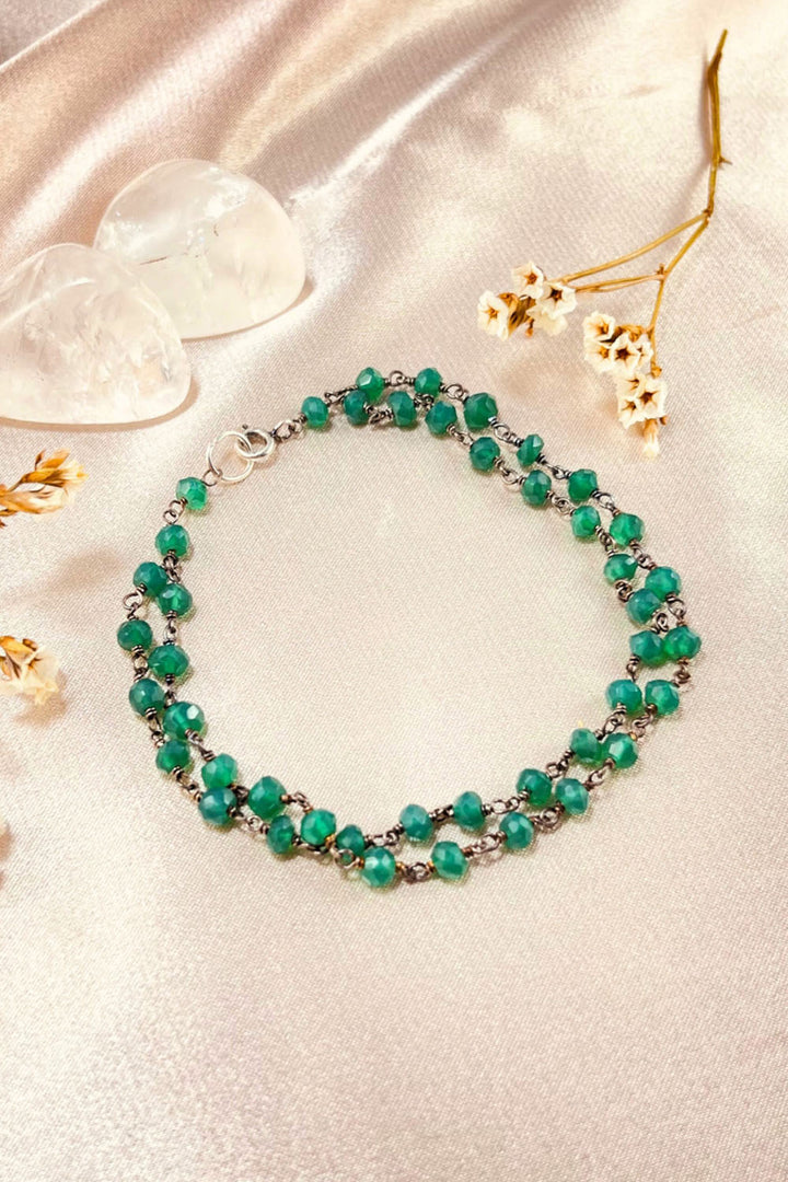 Sivalya Green Onyx Beaded Link Chain Bracelet