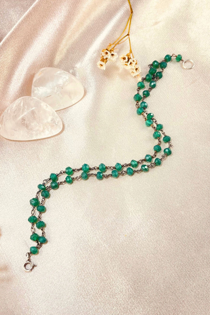 Sivalya Green Onyx Beaded Link Chain Bracelet