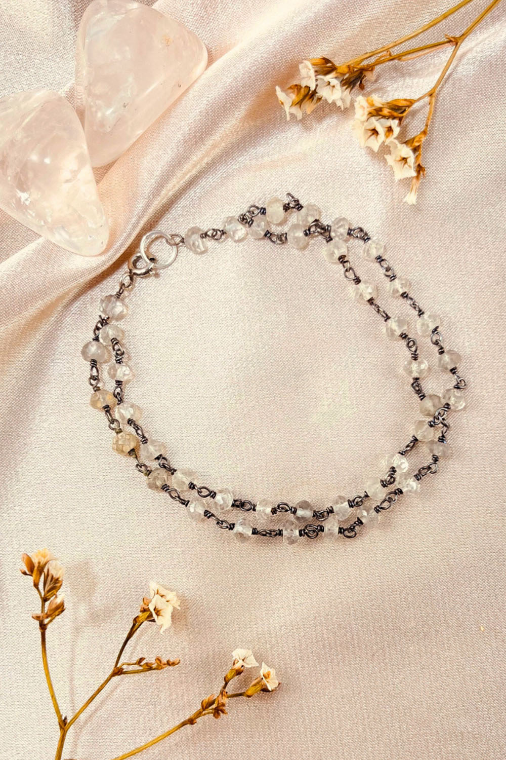 Sivalya Moonstone Beaded Link Chain Bracelet