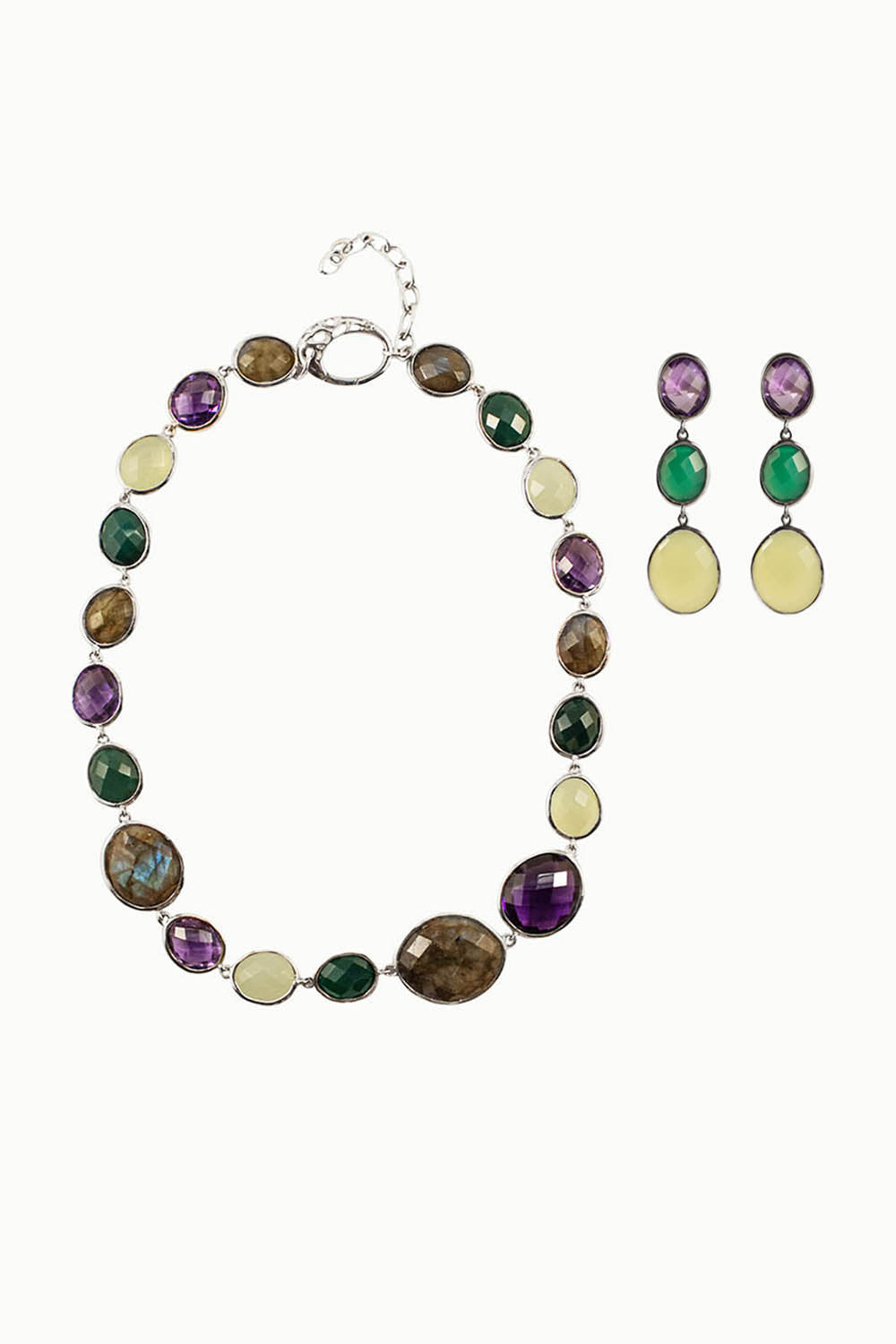 Sivalya Multi Gemstone Necklace and Earrings Set - Paris