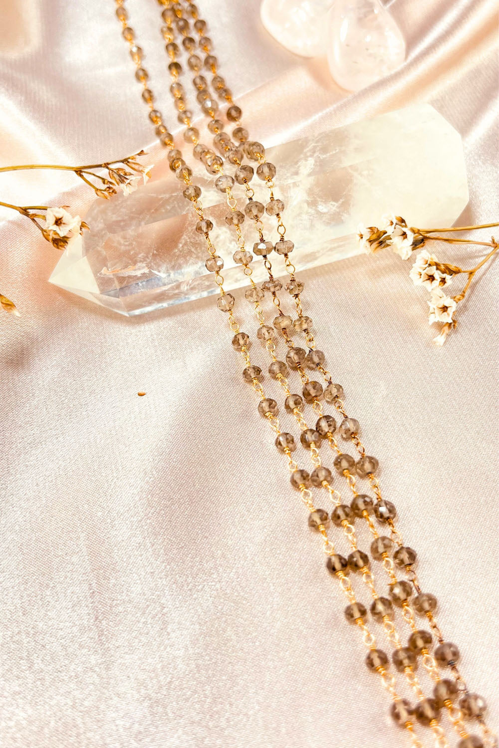 Sivalya Smoky Quartz Beaded Link Chain Necklace