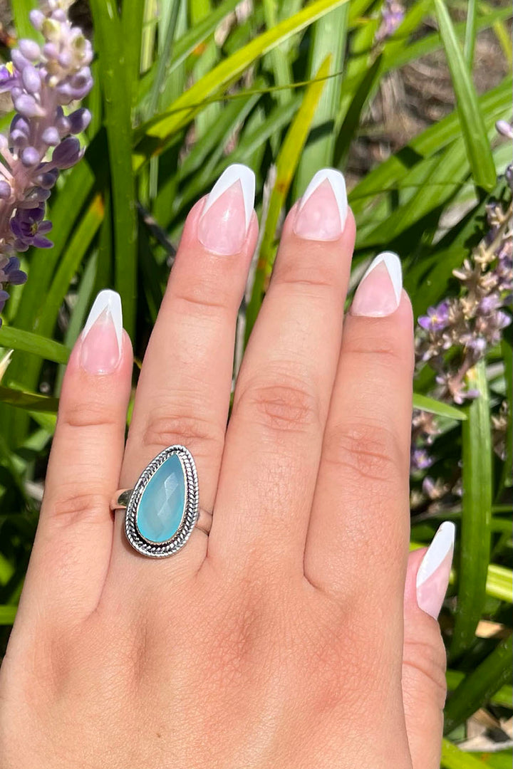 Sivalya Blue Chalcedony Teardrop Ring - Splendor