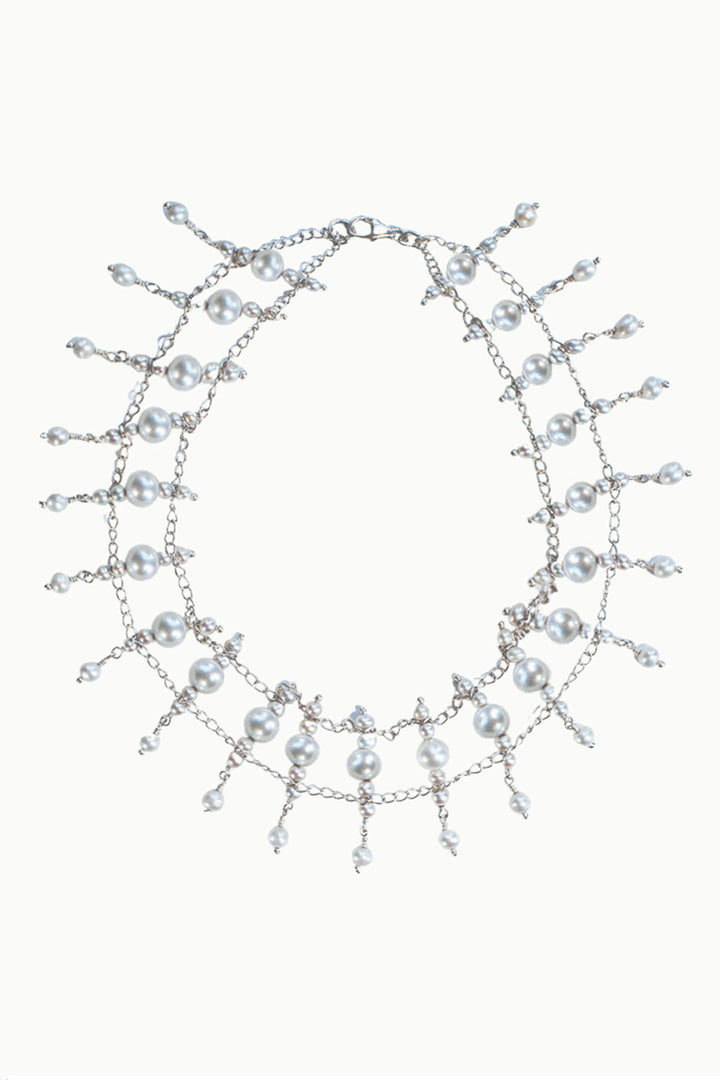 Splendor Natural Pearls Choker Necklace in Sterling Silver