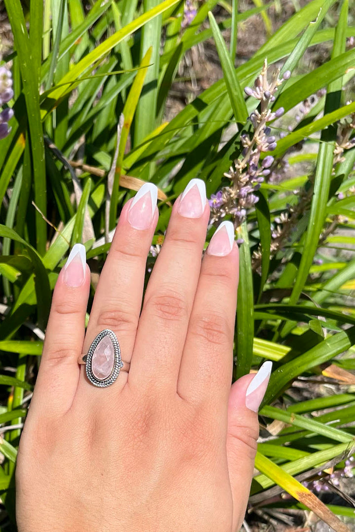 Sivalya Rose Quartz Teardrop Ring - Splendor