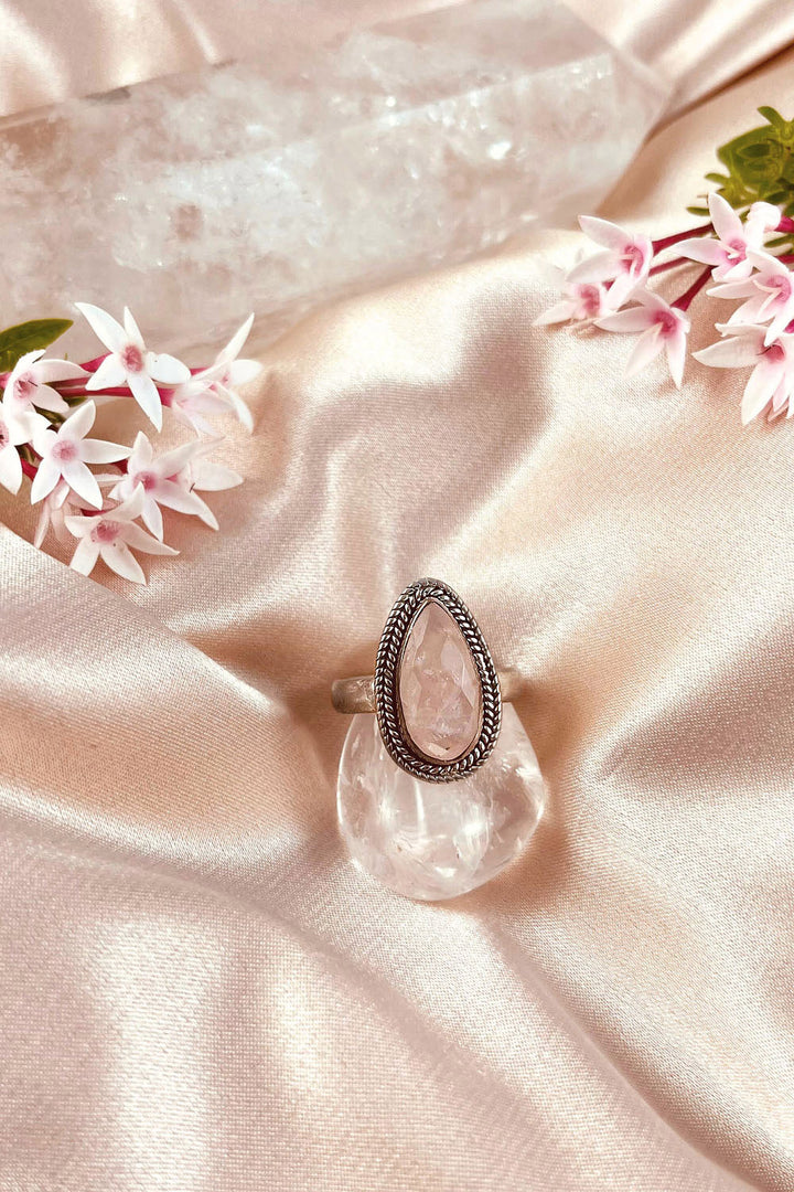 Sivalya Rose Quartz Teardrop Ring - Splendor