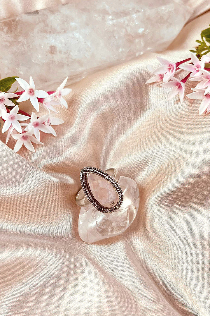 Sivalya Rose Quartz Teardrop Ring - Splendor