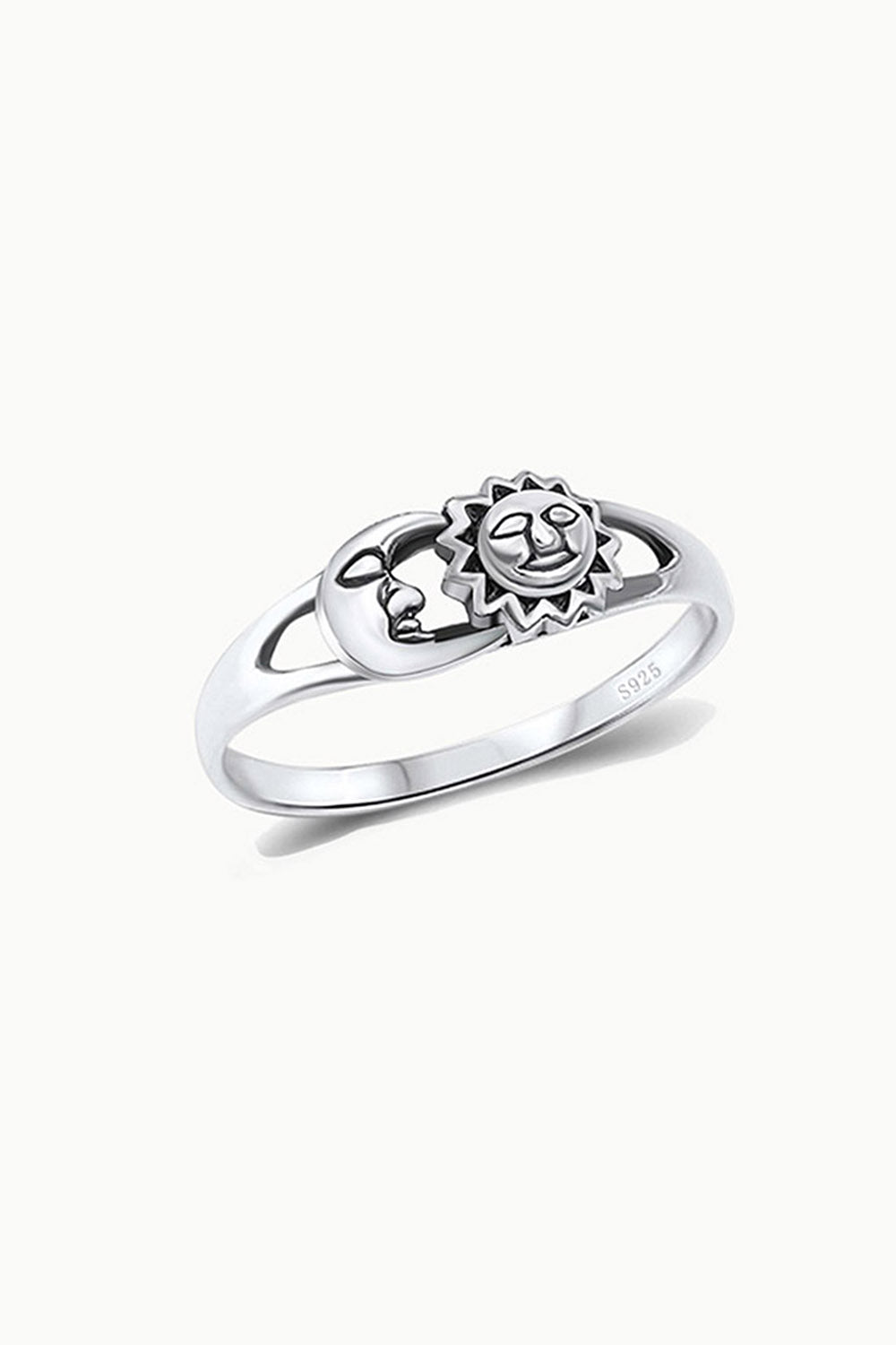 Sun and Moon Sterling Silver Band Ring