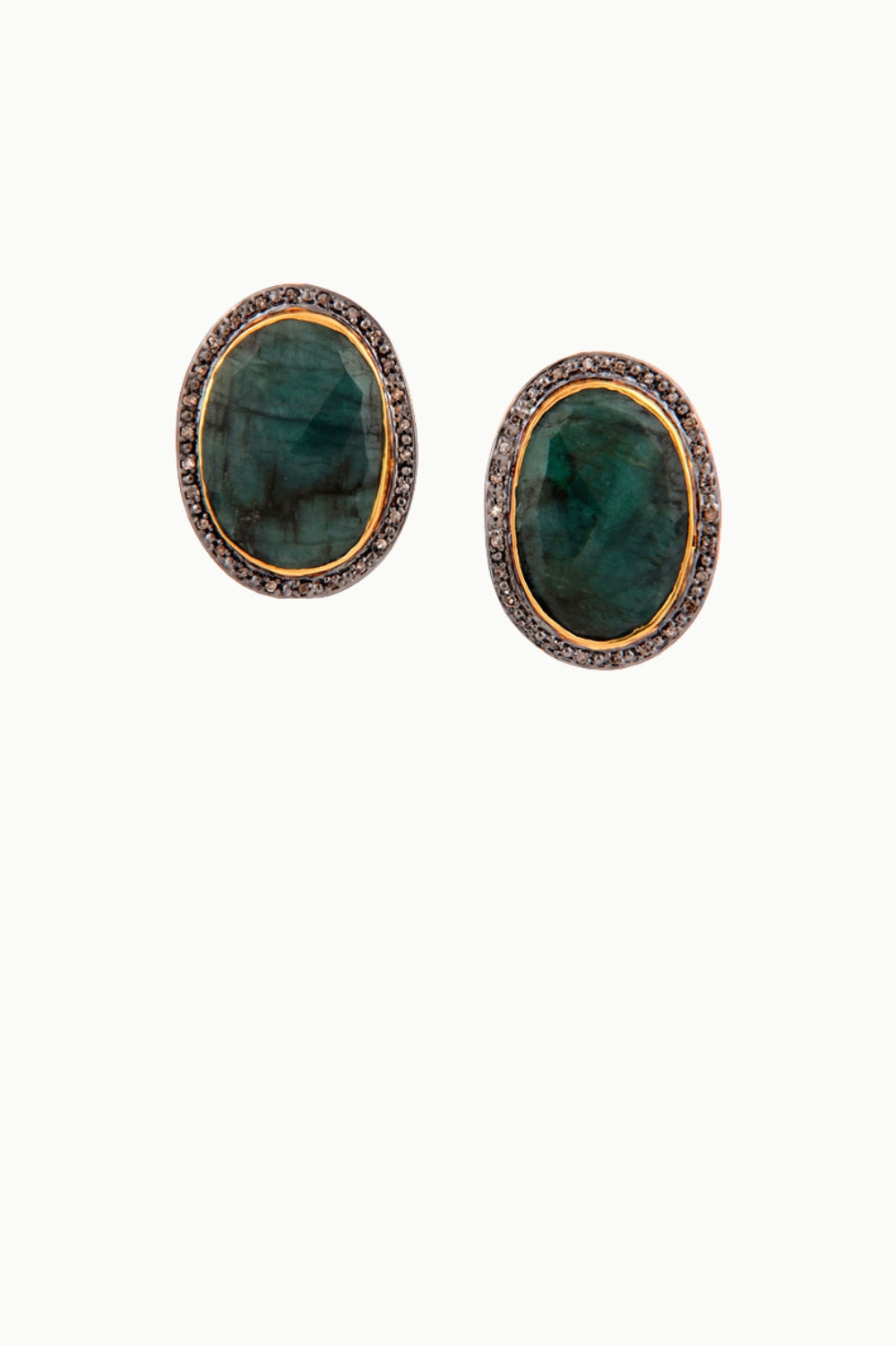 Divine Spark Emerald and Diamond Gold Post Earrings | Sivalya