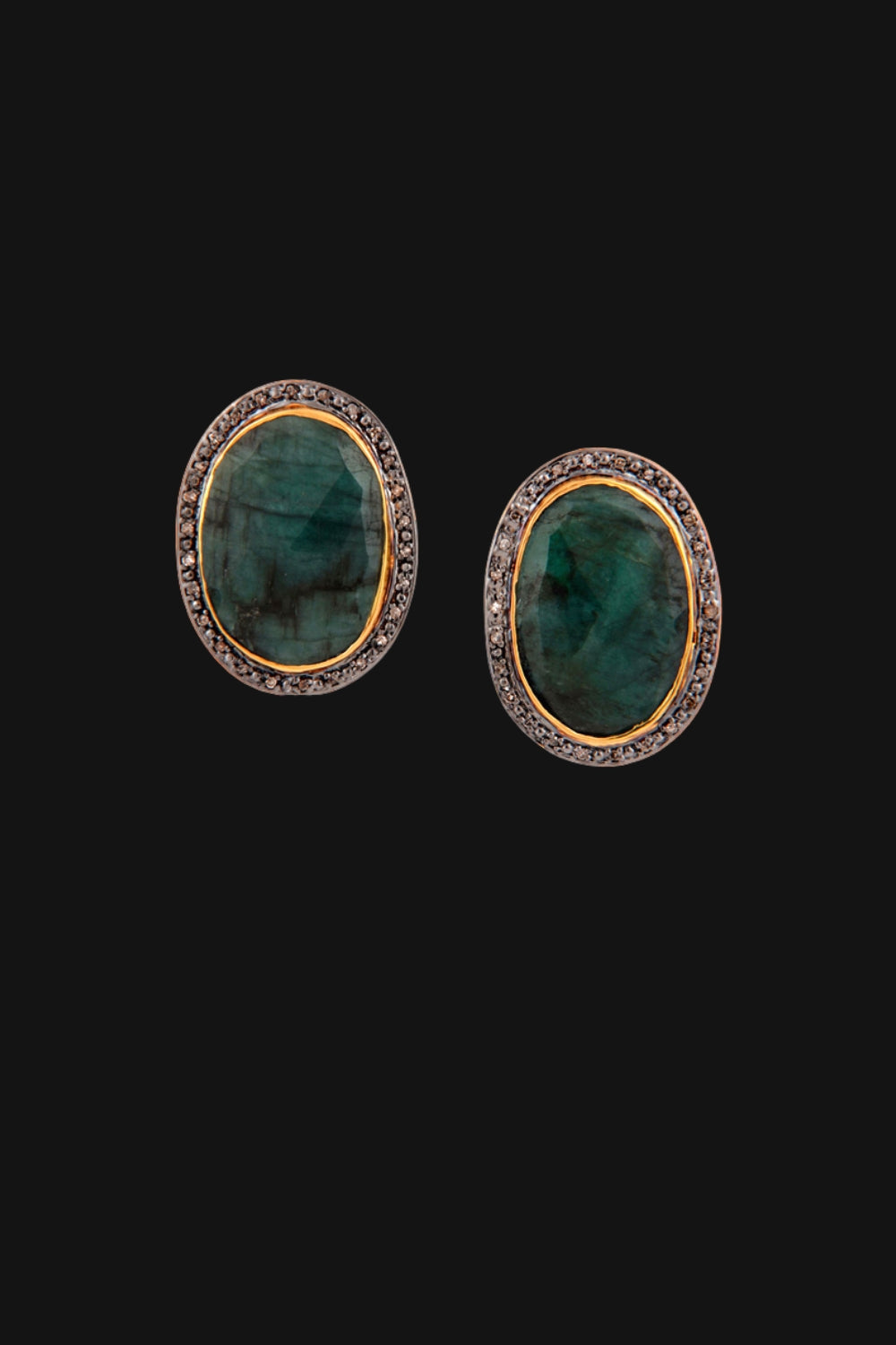 Divine Spark Emerald and Diamond Gold Post Earrings | Sivalya