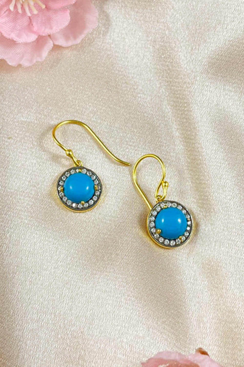 Turquoise Gold Vermeil Earrings - Halo