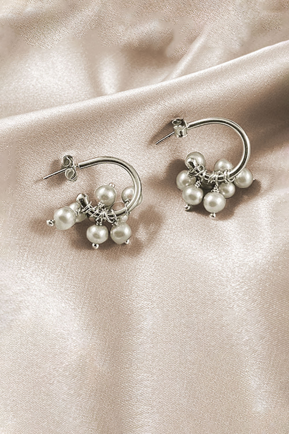 Sivalya Verona Pearls Hoop Earrings Sterling Silver - Ivory