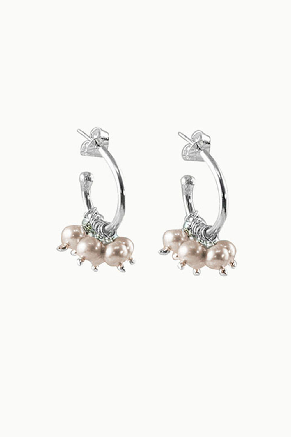Sivalya Verona Pearls Hoop Earrings Sterling Silver - Peach
