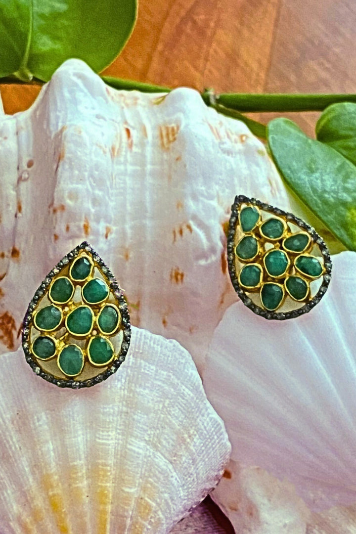 Eternal Spark Emerald and Diamond Stud Earrings | Sivalya