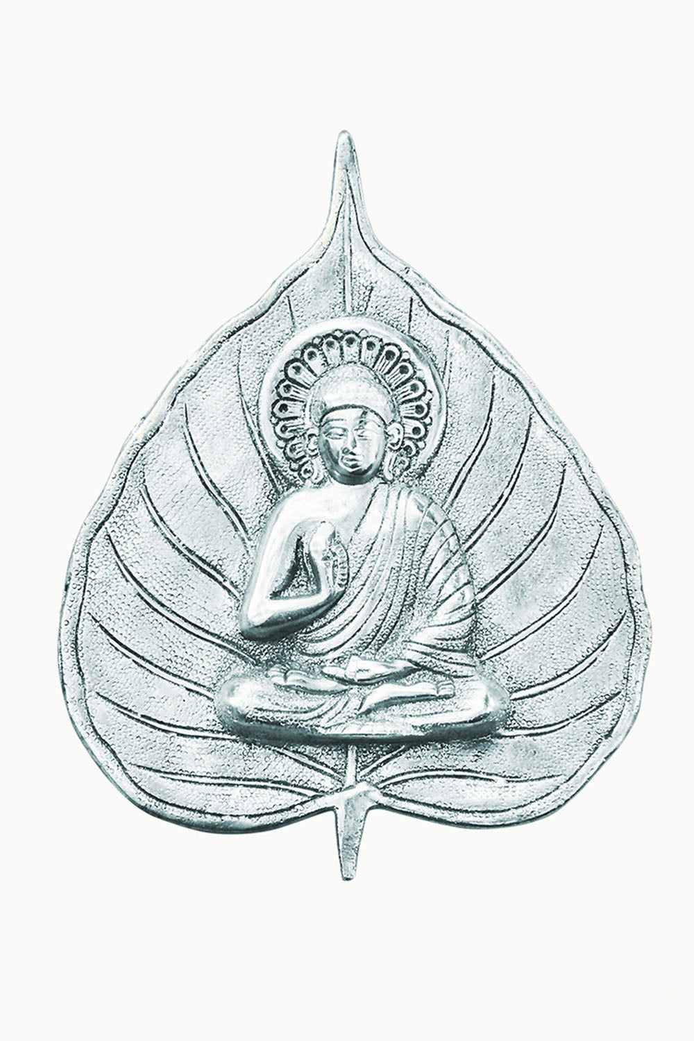 White Metal Bodhi Leaf Buddha Wall Art