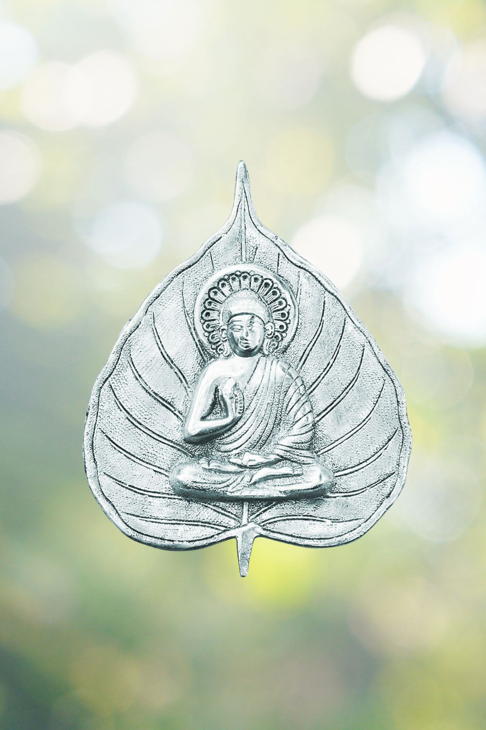 White Metal Bodhi Leaf Buddha Wall Art