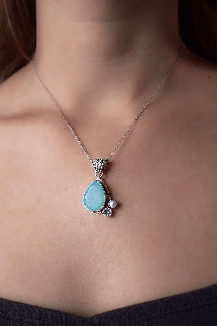 Sivalya Aqua Opal Silver Necklace - Wild Child