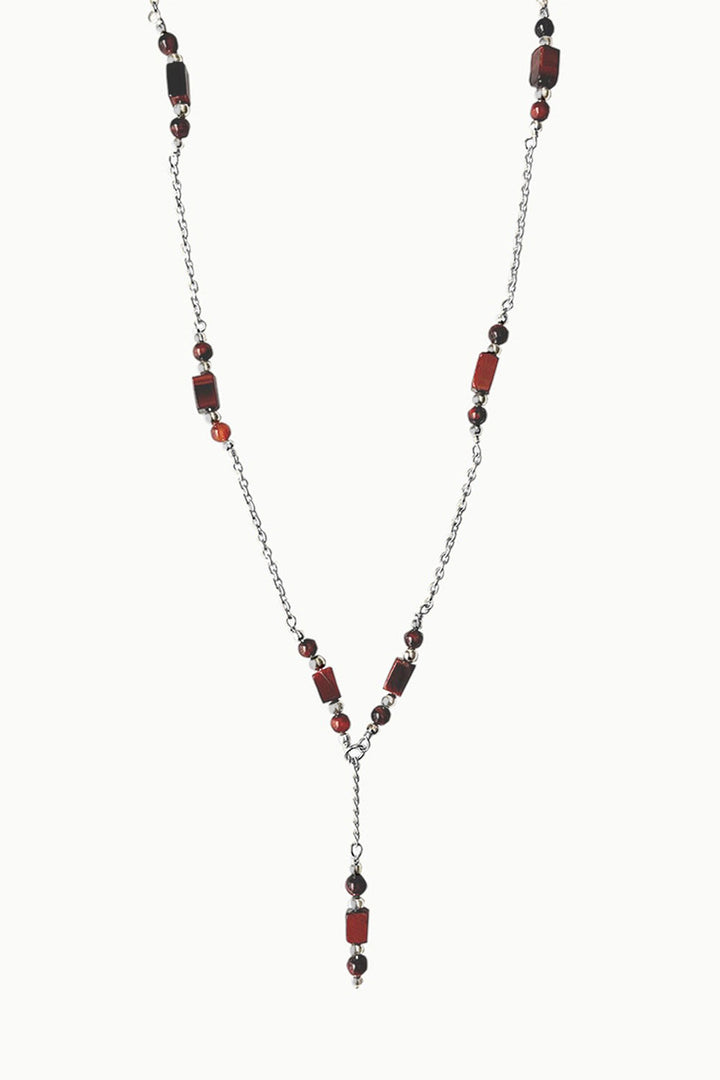 Sivalya Willpower Tiger Eye Sterling Silver Y Drop Lariat Necklace